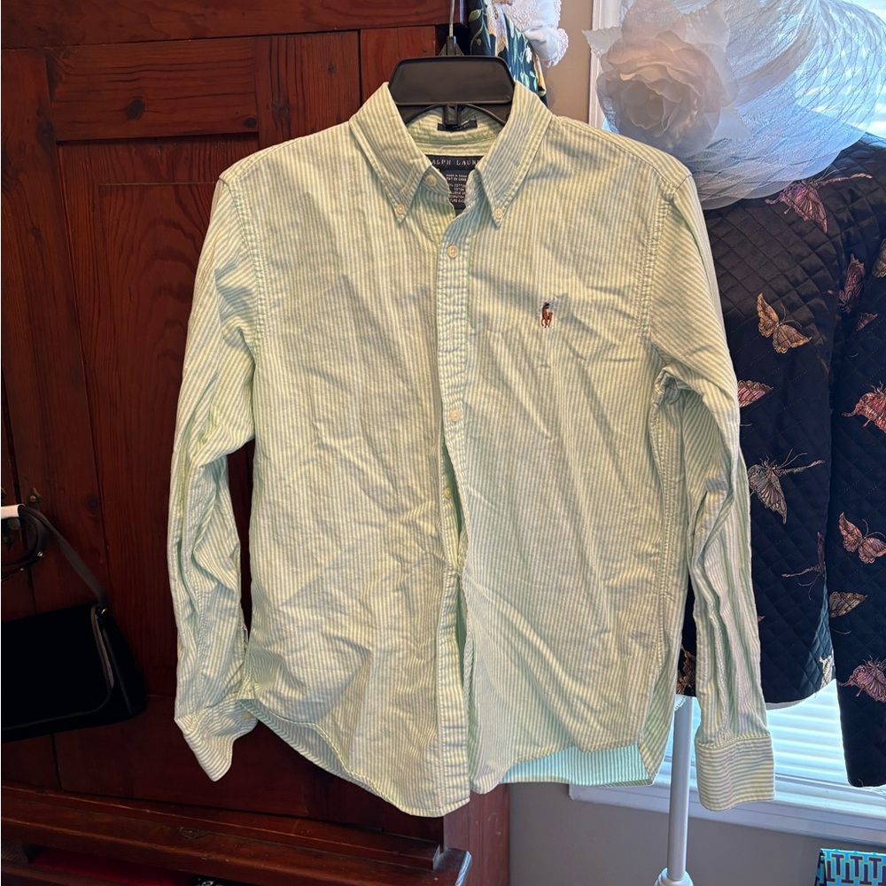 Ralph Lauren Green Stripe Classic Fit Buttondown